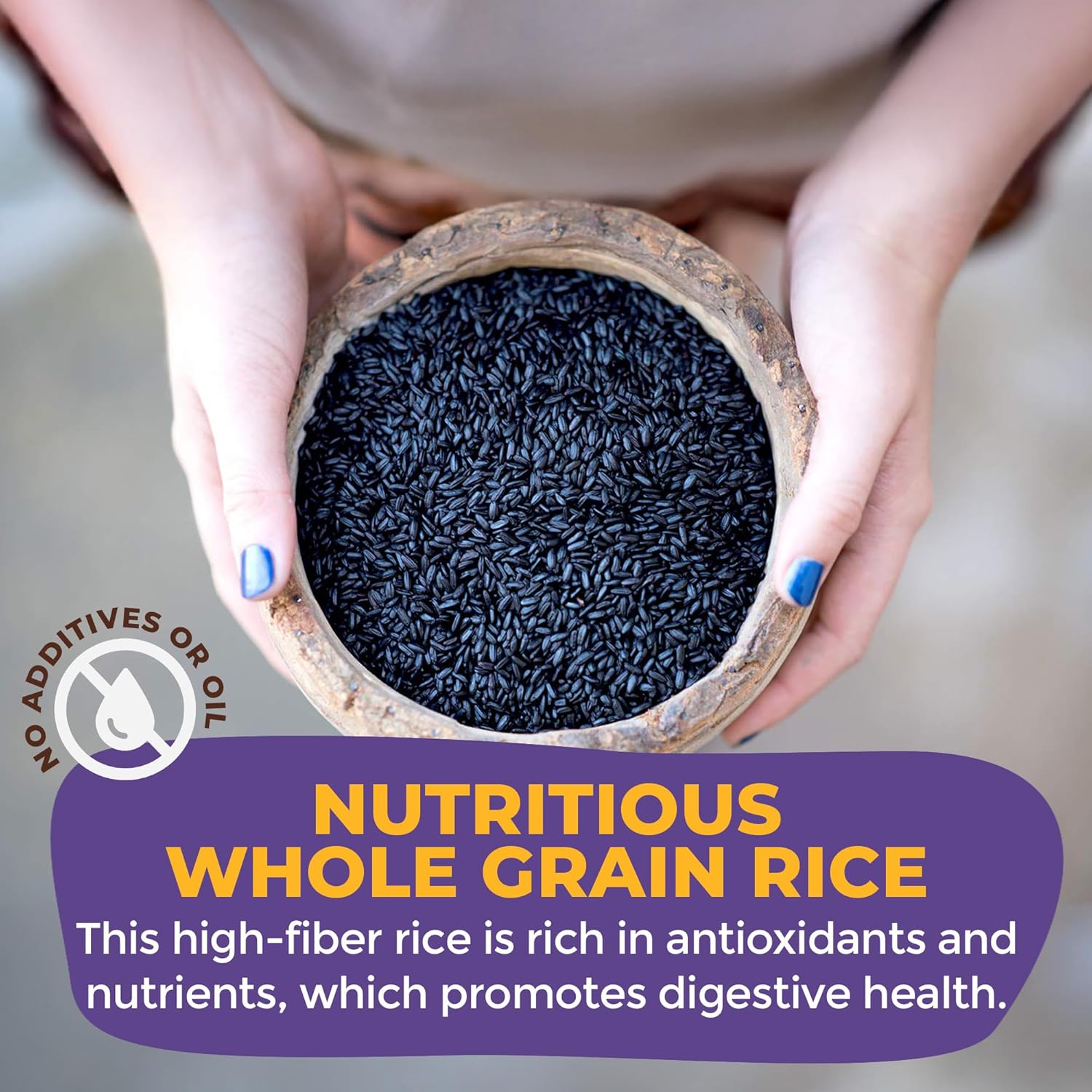 Lotus Foods Bulk Organic Forbidden Rice - Black Rice Organic, Purple Rice, Black Rice Bulk, Gluten Free Heirloom Rice, Whole Grain, Non GMO, Vegan - 15 Oz Bags (Pack of 6)