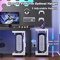 Vista 4 de Soporte de torre de computadora de altura ajustable con estación de carga y puerto de carga USB, carrito de 2 niveles ATX, soporte de PC móvil