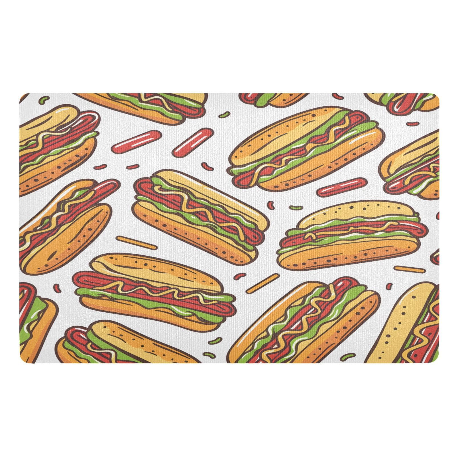 Tapis de cuisine motif hot-dog 50x80 cm lavable pour une maison accueillante