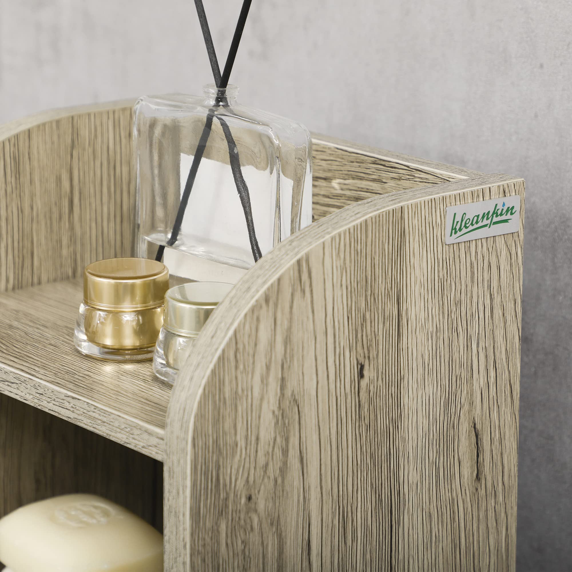 kleankin Armario de Baño Columna Auxiliar de Baño 23x18x100 cm Gris | Columna Auxiliar de Baño, Armario Multiusos, Estante Ajustable, para Dormitorio