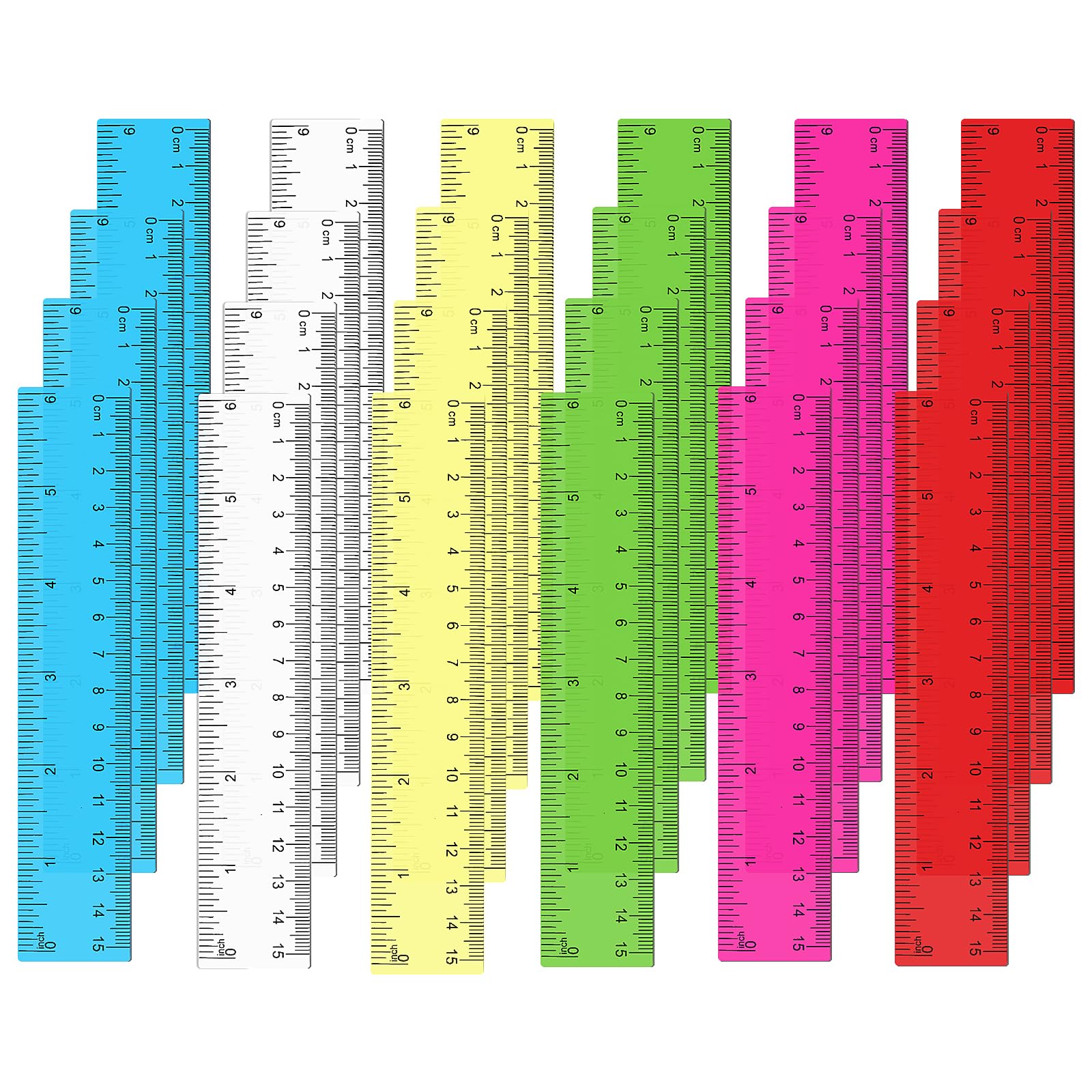Mabor 24Pcs Clear Plastic Ruler Set - 15cm/6 Inch Straight Edge Transparent Small Rulers for Students, Kids, School, Classroom and Office Supplies