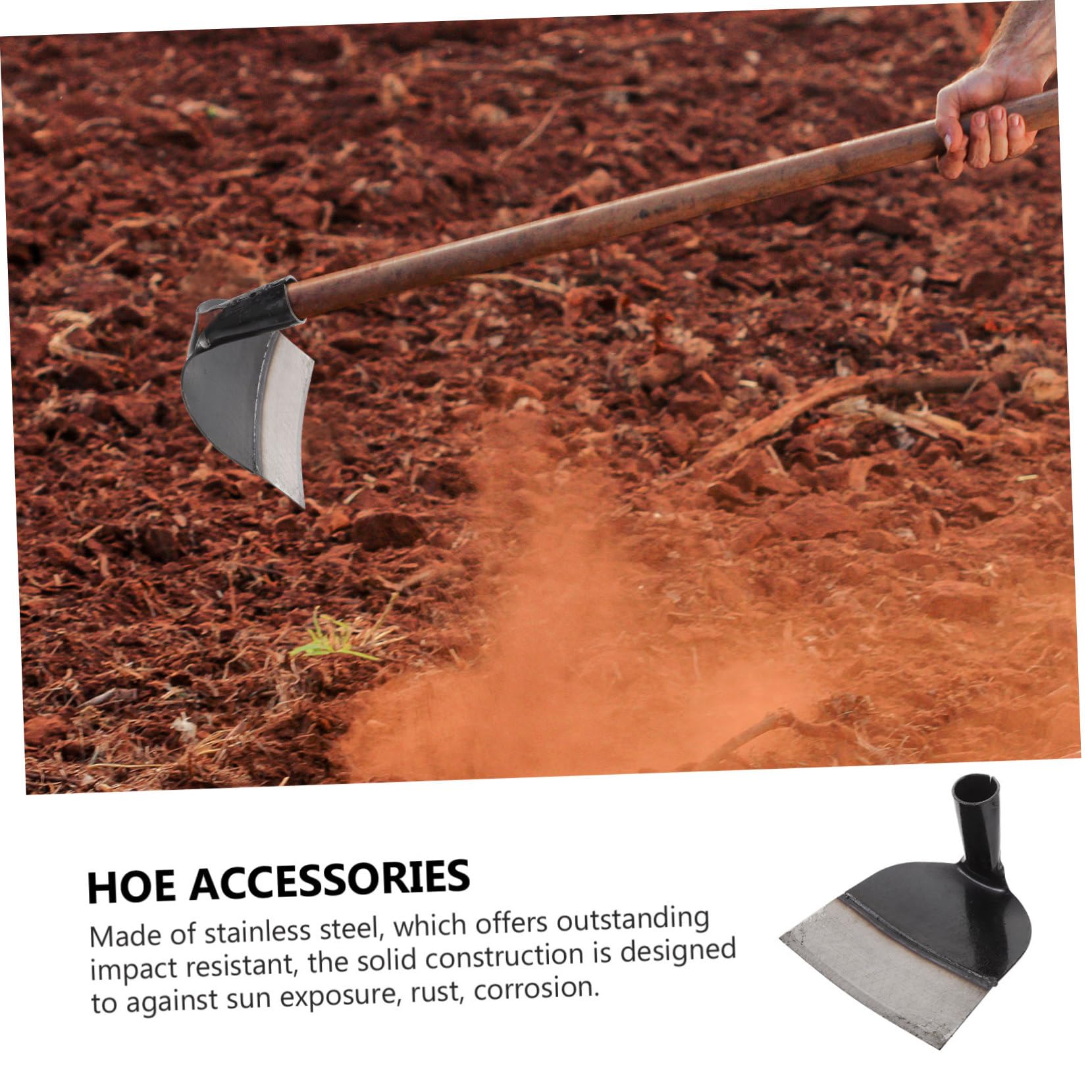 Azada de Jardín de Acero Inoxidable Resistente Corrosión | Desherbe y Cultivo, Uso en Jardinería y Labranza, Azada de Mano de Metal