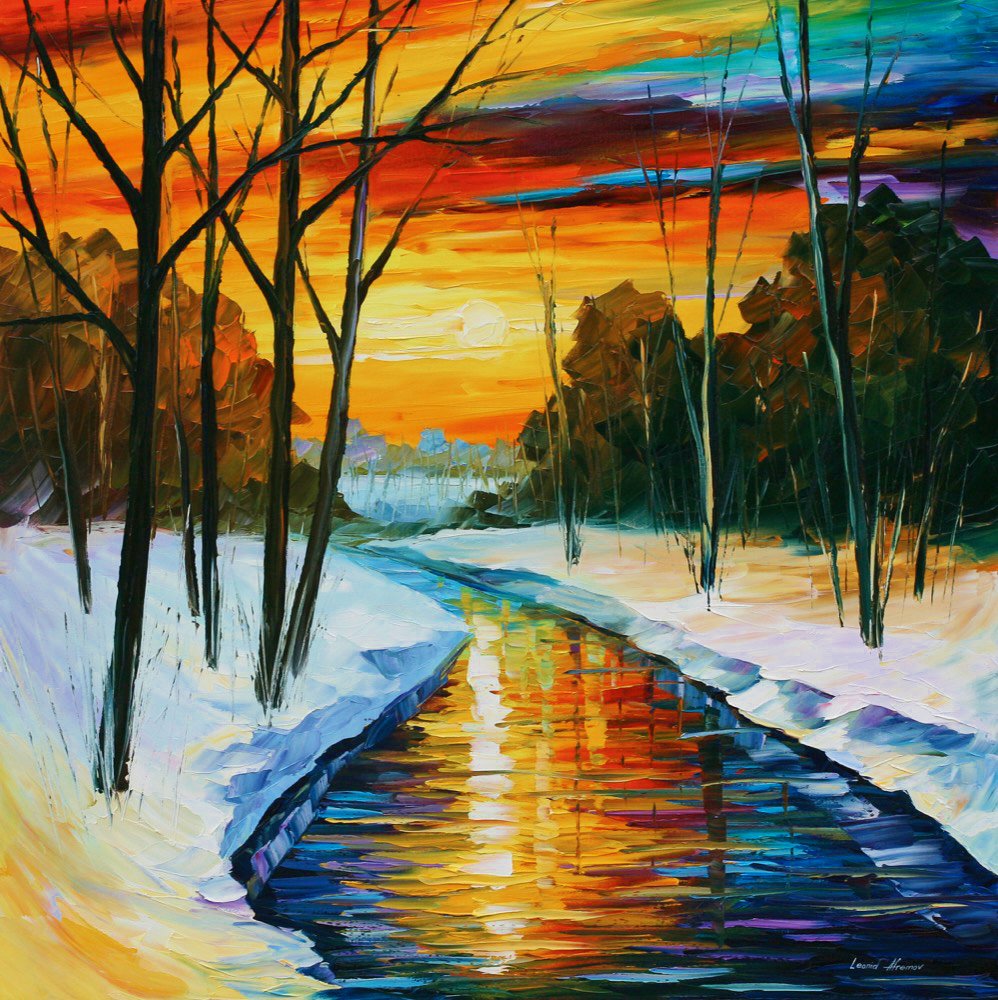 Limited Edition Modern Wall Art Decor Print On Canvas By Leonid Afremov - Winter