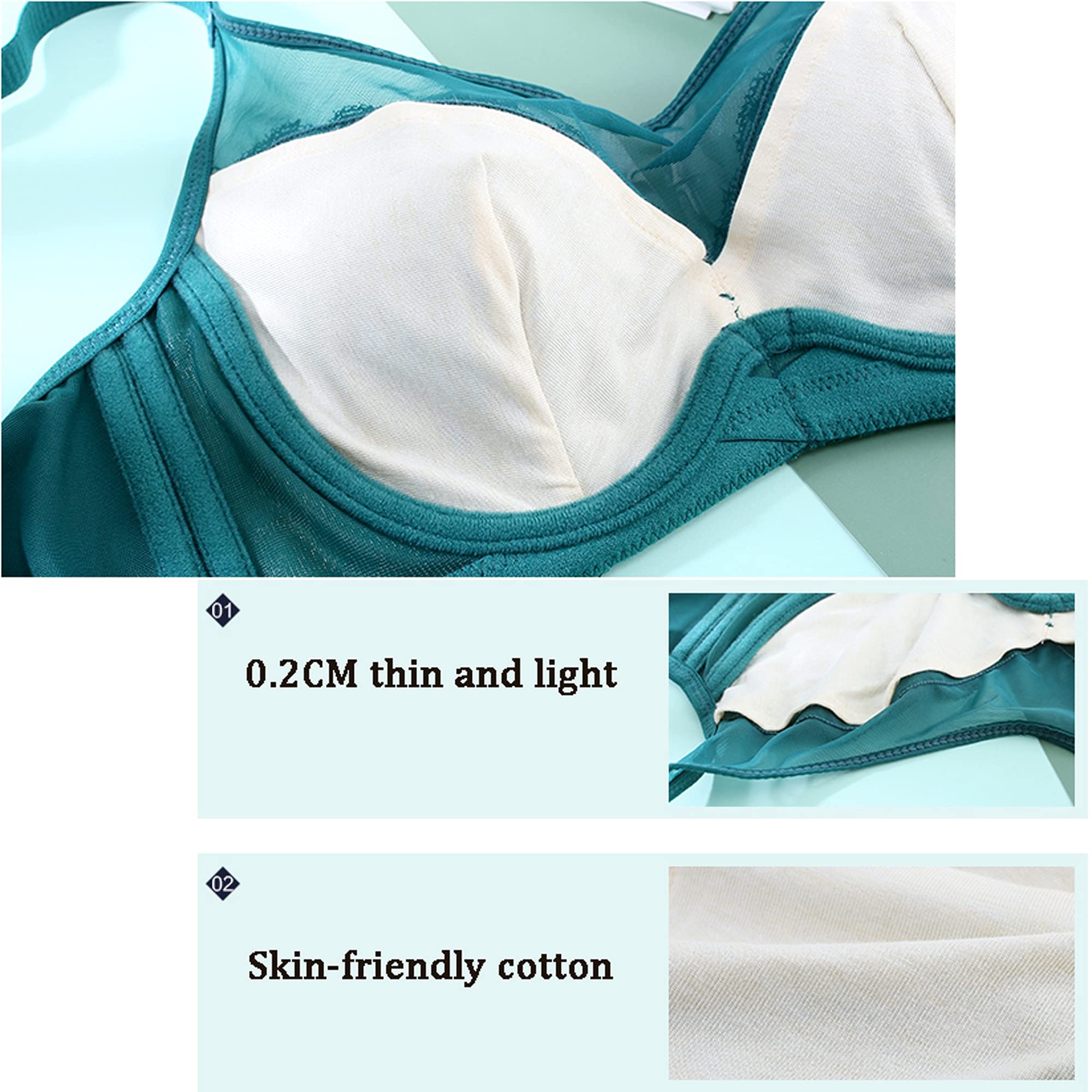 WENJUN Conjunto de sujetador y bragas para mujer, cobertura completa con aros, latón sin acolchado, talla grande, ver malla sexy para todos los días (color : negro, tamaño: 75B)