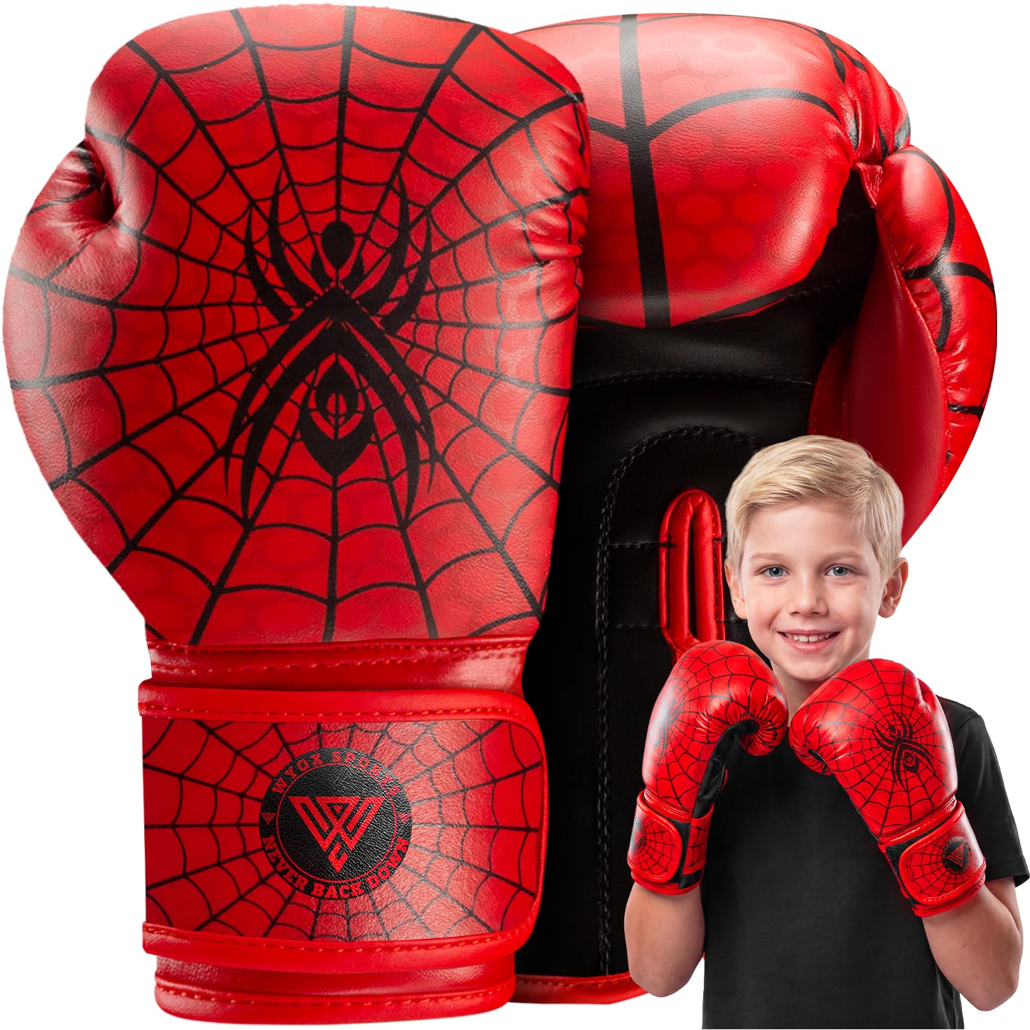 WYOX Boxing Gloves for Kids 4oz 6oz 8oz – Kids Boxing Gloves for 3-15 Years with Thumb Lock, EVA Padding &amp; Wrist Support for Heavy Bag, Sparring, Kickboxing, Muay Thai