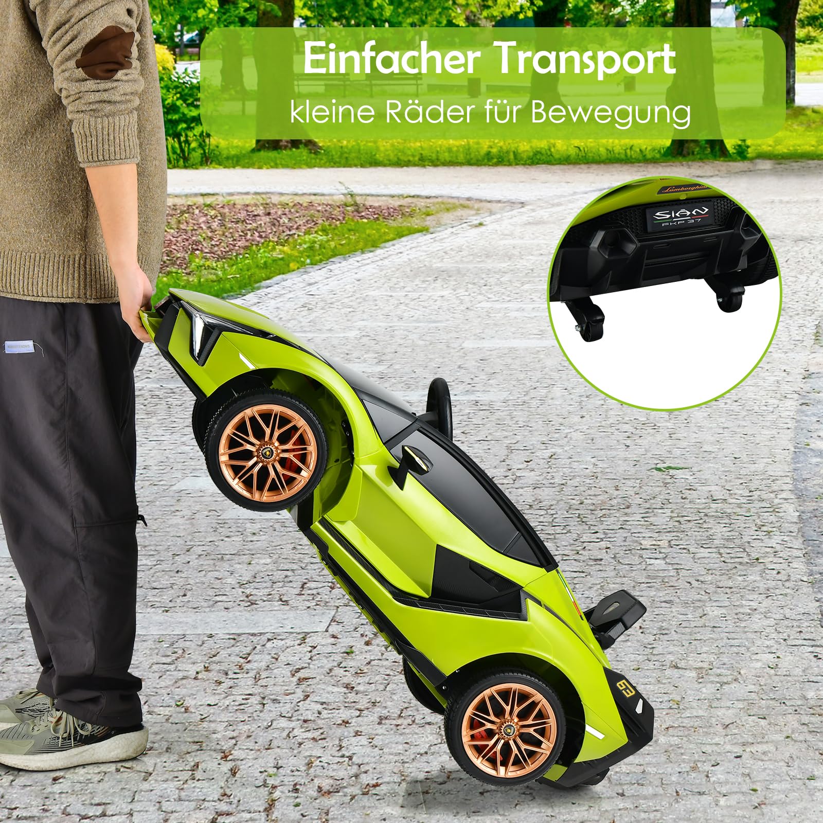 DREAMADE Kinder Elektroauto 12V mit 2,4 Ghz Fernbedienung & Sicherheitsgurt, Kinderauto, Kinderfahrzeug mit Licht & Musik & Hupe, Elektrofahrzeug für Kinder ab 3 Jahre (Grün)