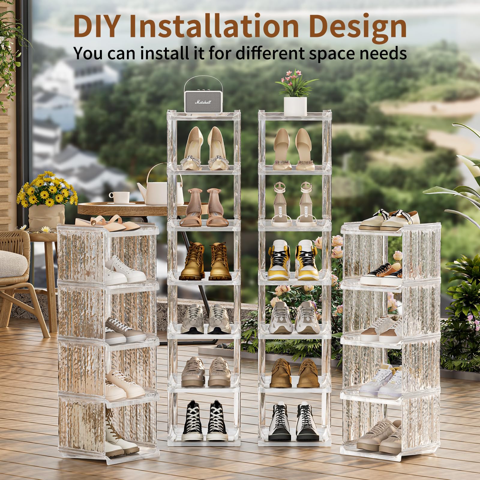 Snapklik.com : HAIXIN Shoe Rack For Closet - 5 Tier Vertical Ice Clear ...