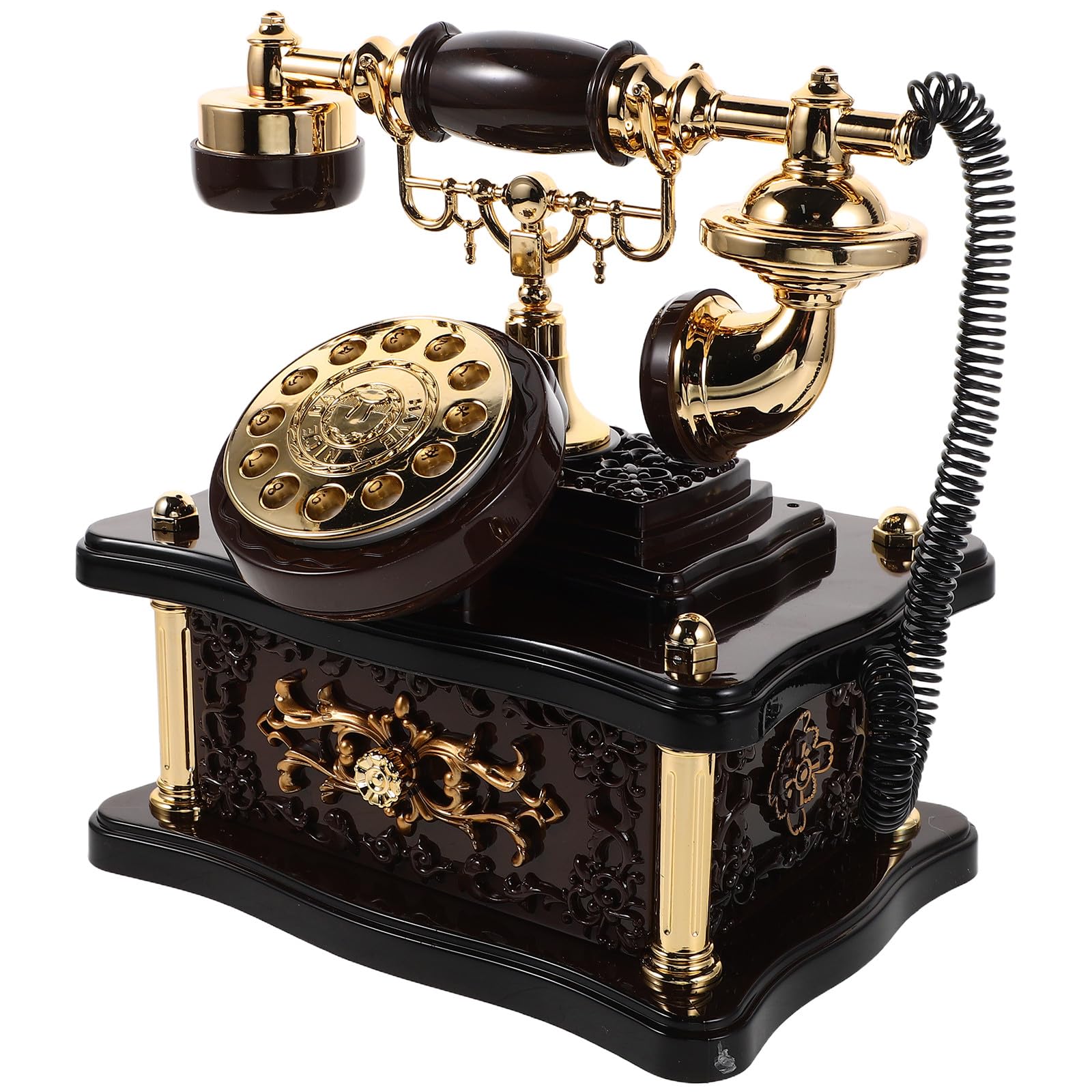 LALAFINA Carillon Telefonico d'Epoca retrò a Quadrante Vintage, Statuetta Decorativa per Scrivania e Casa, Musica Rilassante per Soggiorno, Ufficio e Ingresso, Regalo Elegante in Legno