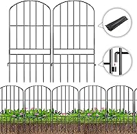 Adavin 10-Pack Black No-Dig Animal Barrier Garden Fence 12x25in - Rustproof Metal Panels for Dog Rabbit Underground Protection, 10ft Patio Border