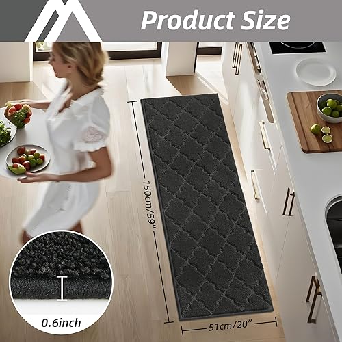 Miniatura 7 de COSY HOMEER Alfombras suaves de cocina y tapetes para el suelo para el frente del fregadero, súper absorbentes, de 20 x 59 pulgadas,