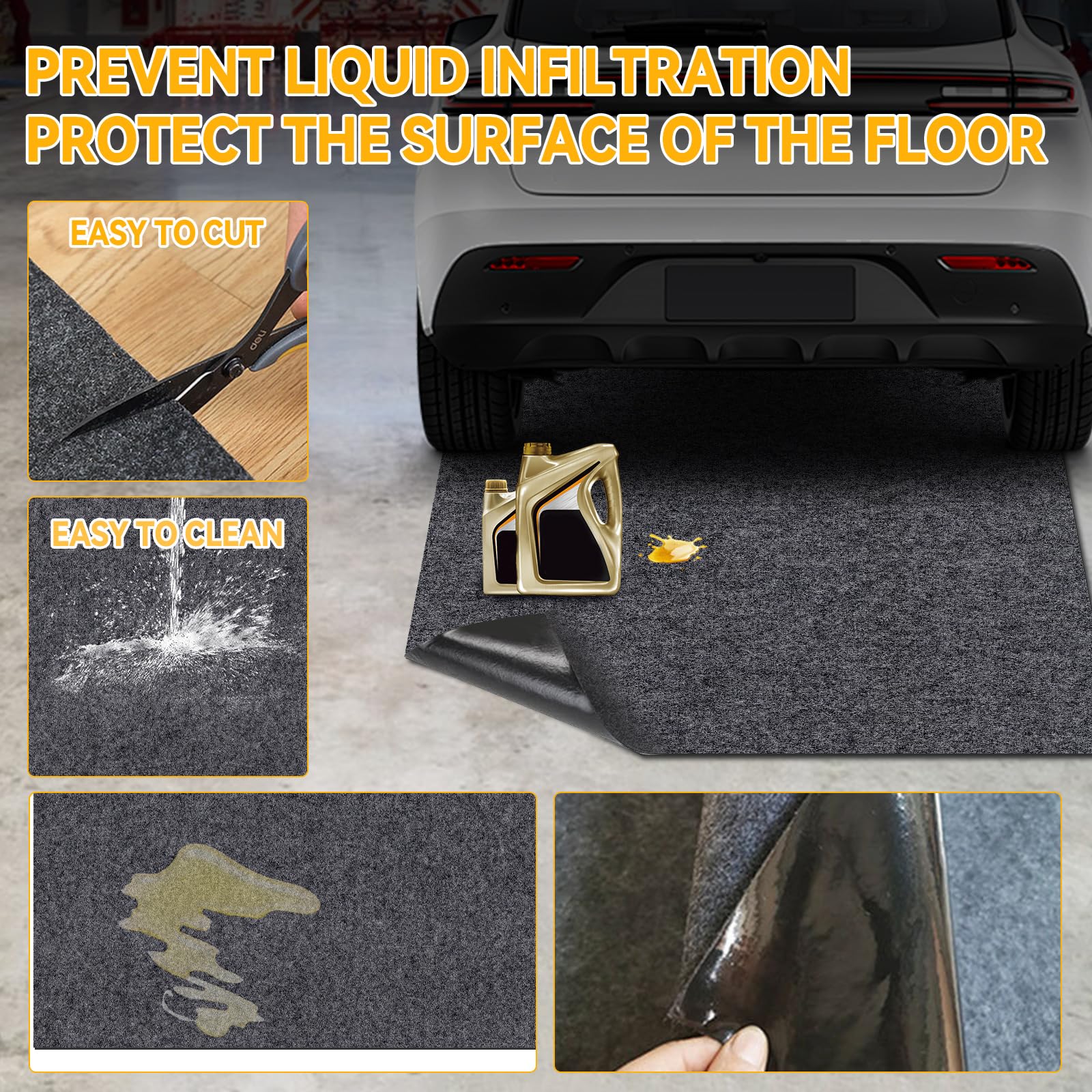 Alfombrilla de aceite para garaje, 2 piezas, almohadilla de recolección de derrames de aceite con respaldo de goma impermeable, alfombrilla absorbente debajo del automóvil que protege contra derrames