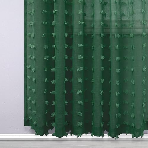 Miniatura 5 de KOUFALL Cortinas de Navidad verde esmeralda oscuro para sala de estar, Cortinas Navideñas para la Sala de Navidad, cortina transparente texturizada