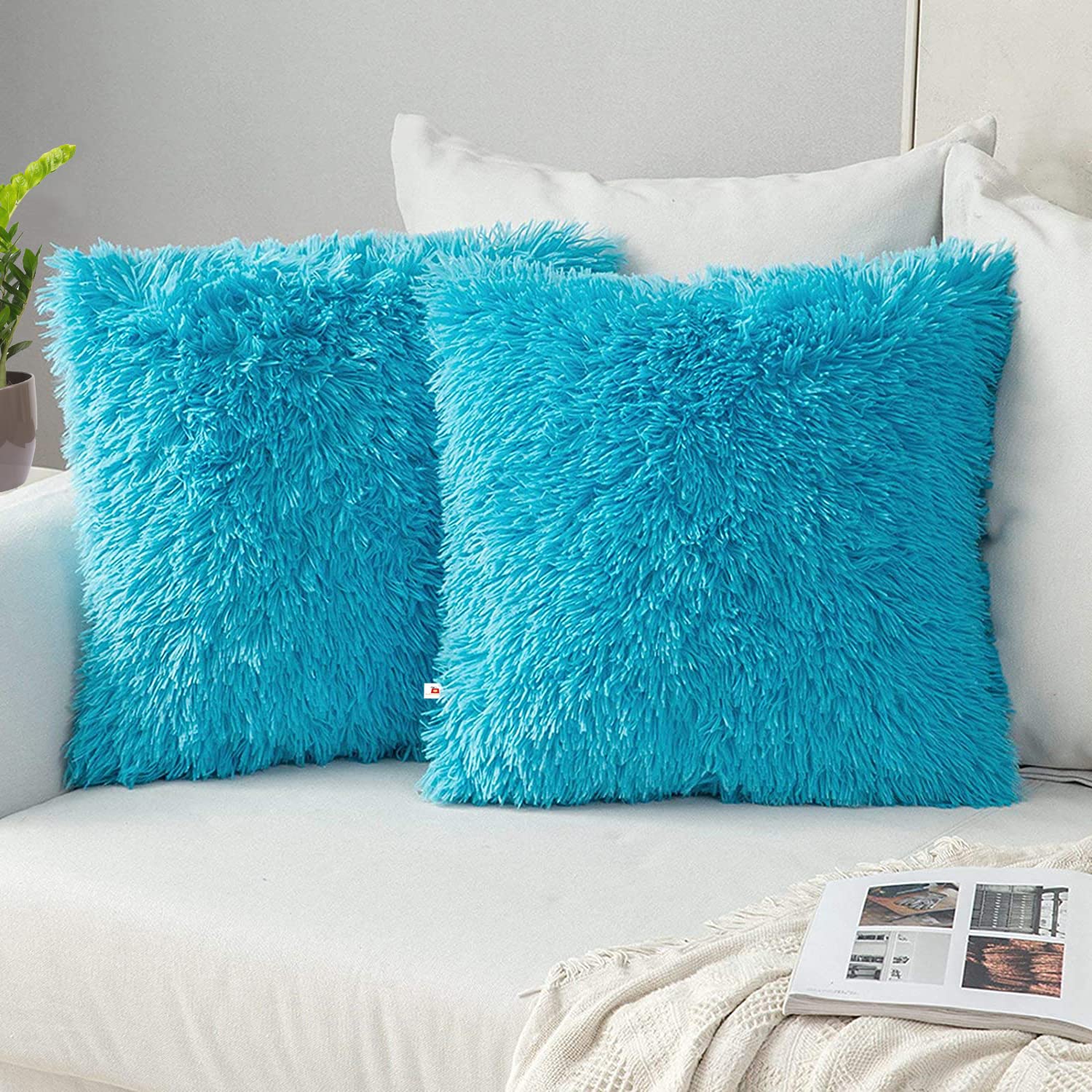 Wondershala Sky Blue Cushion Cover 20 inch x 20 inch Fur Pillow Covers for Pillow Cases Set of 2 with Zipper 20 inch x 20 inch / 50.8cm x 50.8cm (B09M338ZV8) Amazon Price History, Amazon Price Tracker