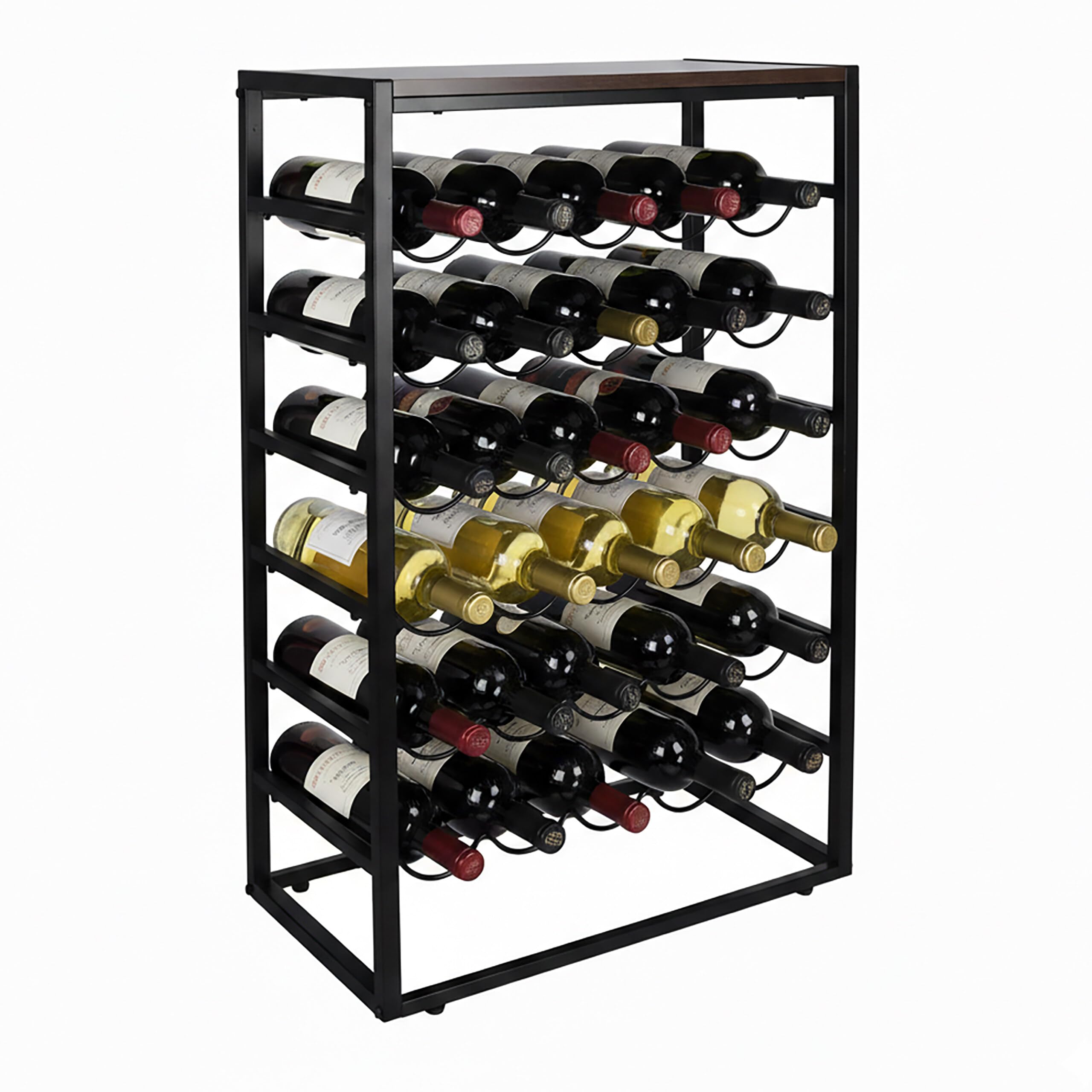 Relaxdays Weinregal, 30 Flaschen, Industrial, HBT: 88 x 59 x 30 cm, Weinhalter stehend, Weinflaschenregal, schwarz/braun