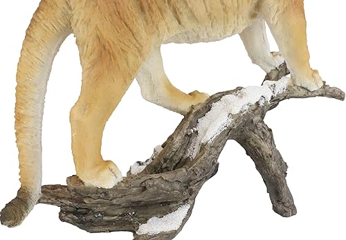 Miniatura 5 de León de montaña de Ebros Cougar de pie en estatua de tronco nevado desgastado decoración de vida silvestre Animal Taxidermia réplica de panteras