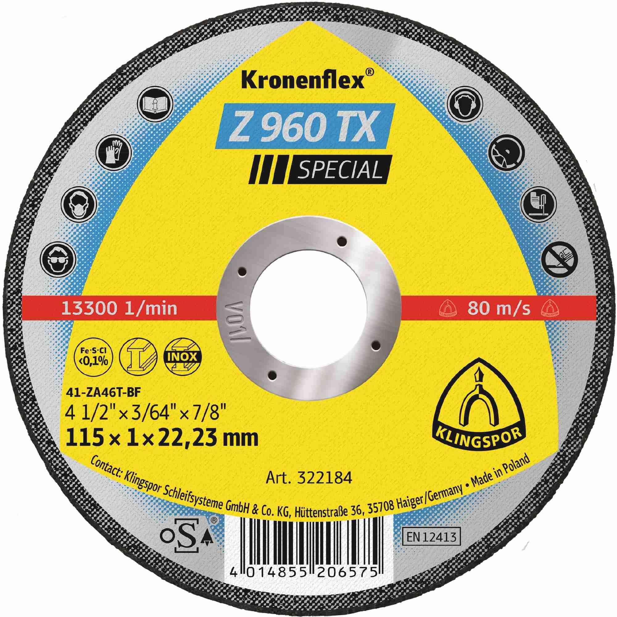 Z 960 TX - Discos de corte rectos (25 unidades, 115 x 1 x 22,23 mm)