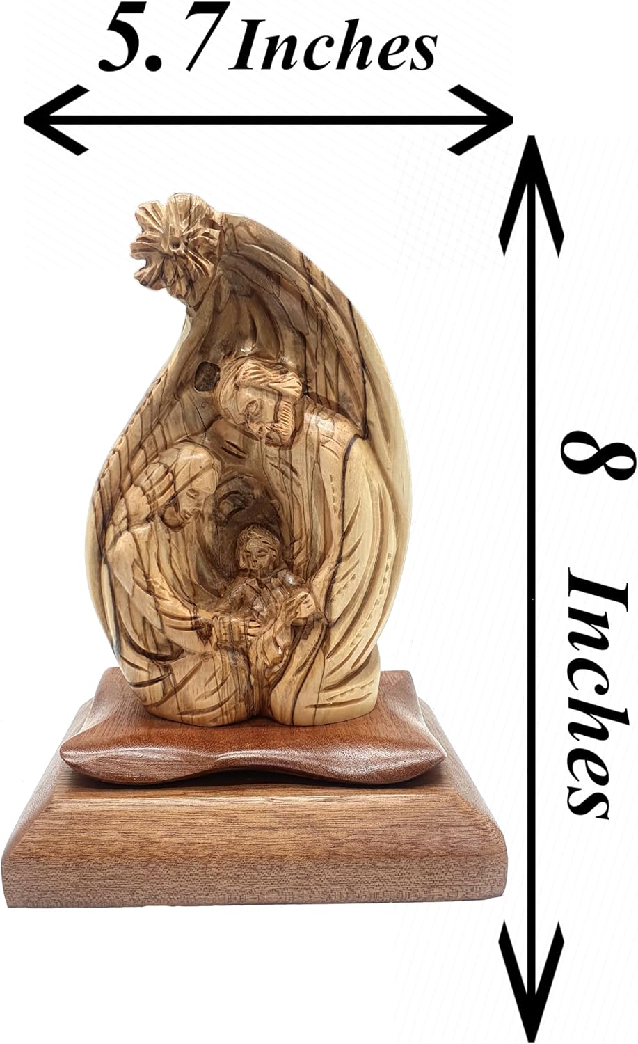 Zuluf Handcrafted Olive Wood Nativity Scene - Authentic Bethlehem Holy Art | Premium Quality Christmas Decor & Religious Gift 8x5INCHES FIG020