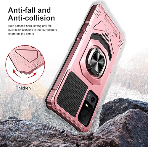 Miniatura 5 de Ailiber Funda para TCL 40 XE, TCL 40 XE con protector de pantalla, soporte de anillo para montaje magnético de automóvil, grado militar, resistente