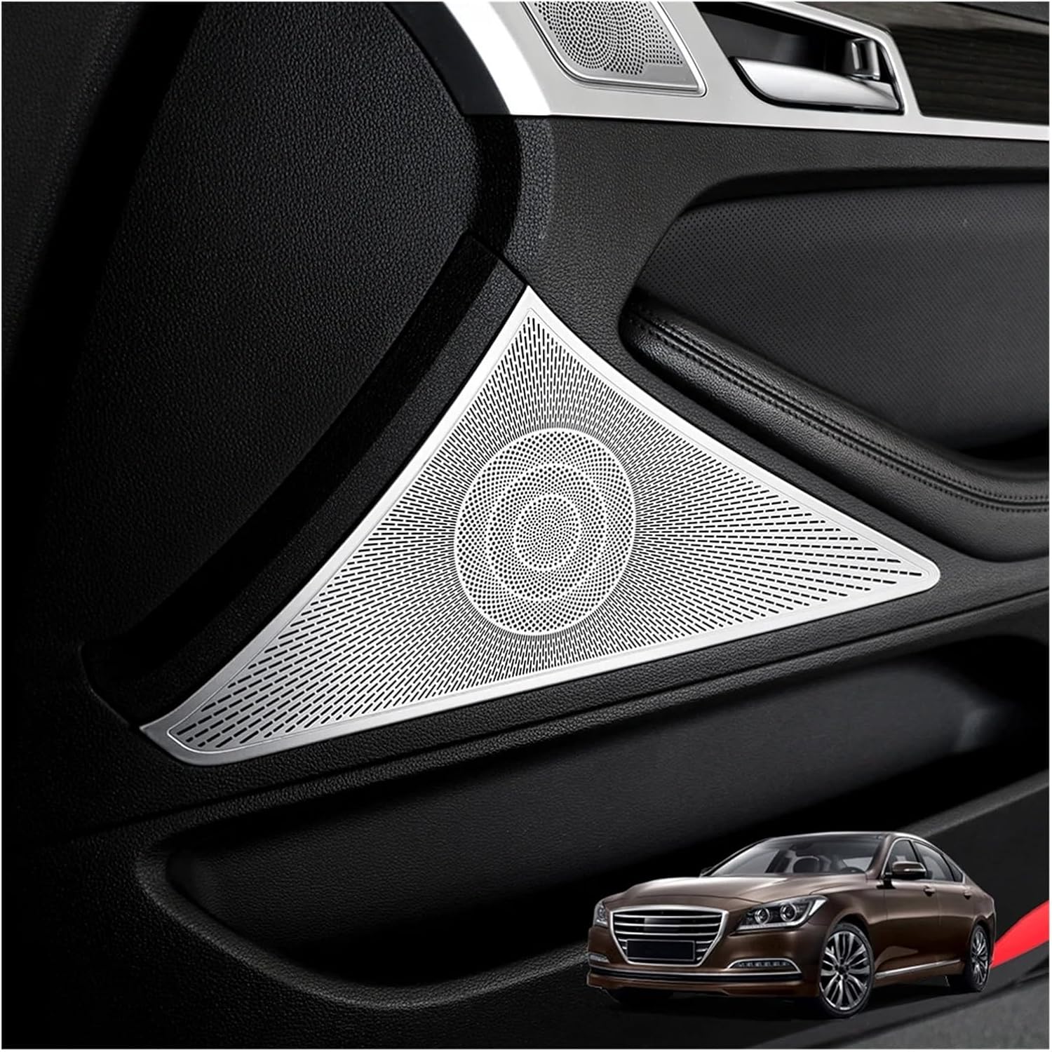 4PCS Stainless Steel Auto Interior Door Speaker Horn Covers Compatible G80 DH 2015-2020 LHD RHD Trim Accessories(Black)