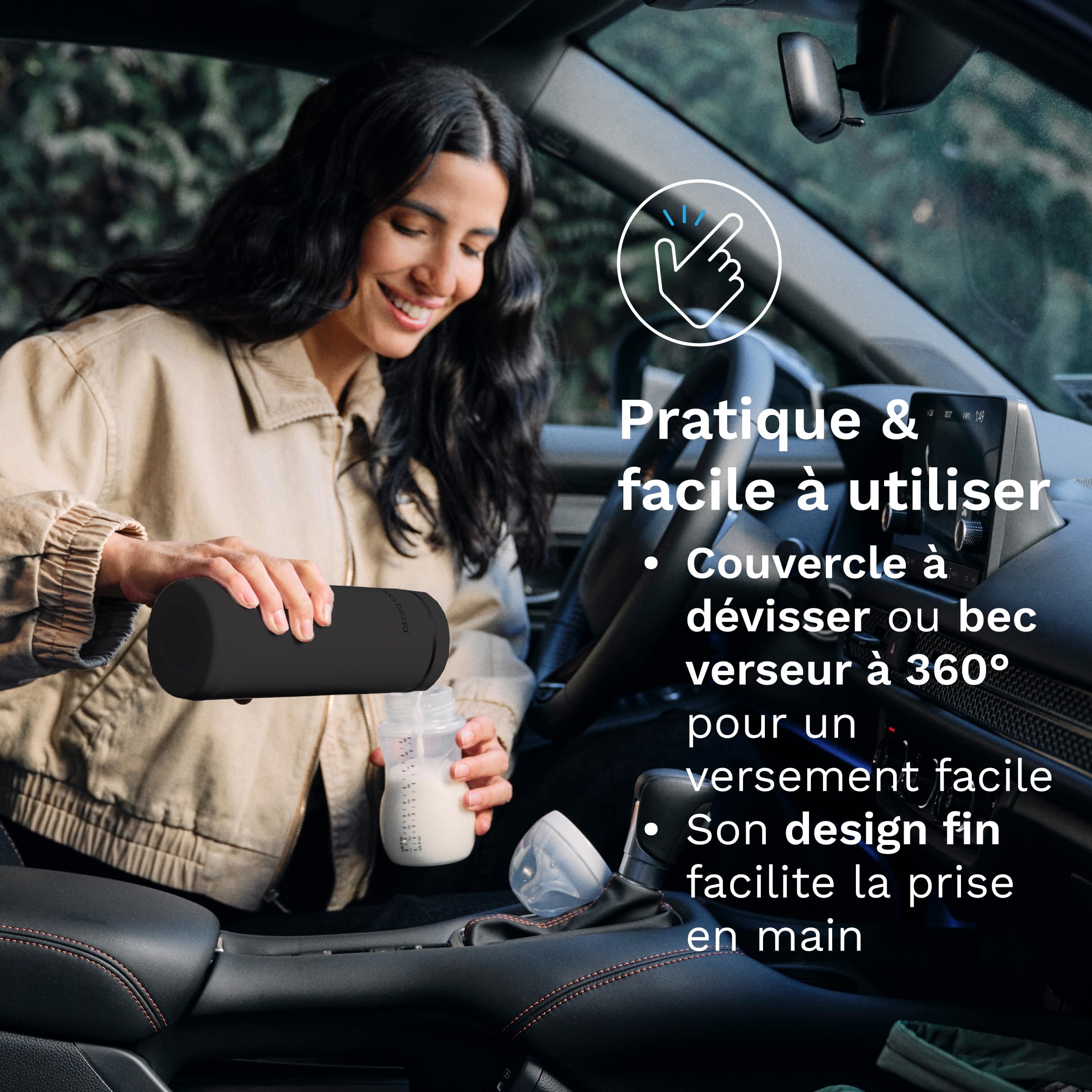 Baby Brezza - Super Fast Portable Bottle Warmer - Chauffe biberon nomade ultra rapide avec recharge rapide et longue durée - Chauffe uniforme et sécurisée du lait maternel et infantile jusqu'à 270 ml