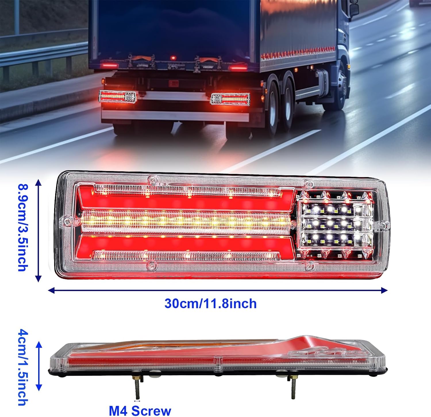 Ourbest Trailer Lights, Reverse Turn Signal Tail Light 11inch for Flatbed Camper Boat Trailers Construction Vehicles Caravans Snowplow