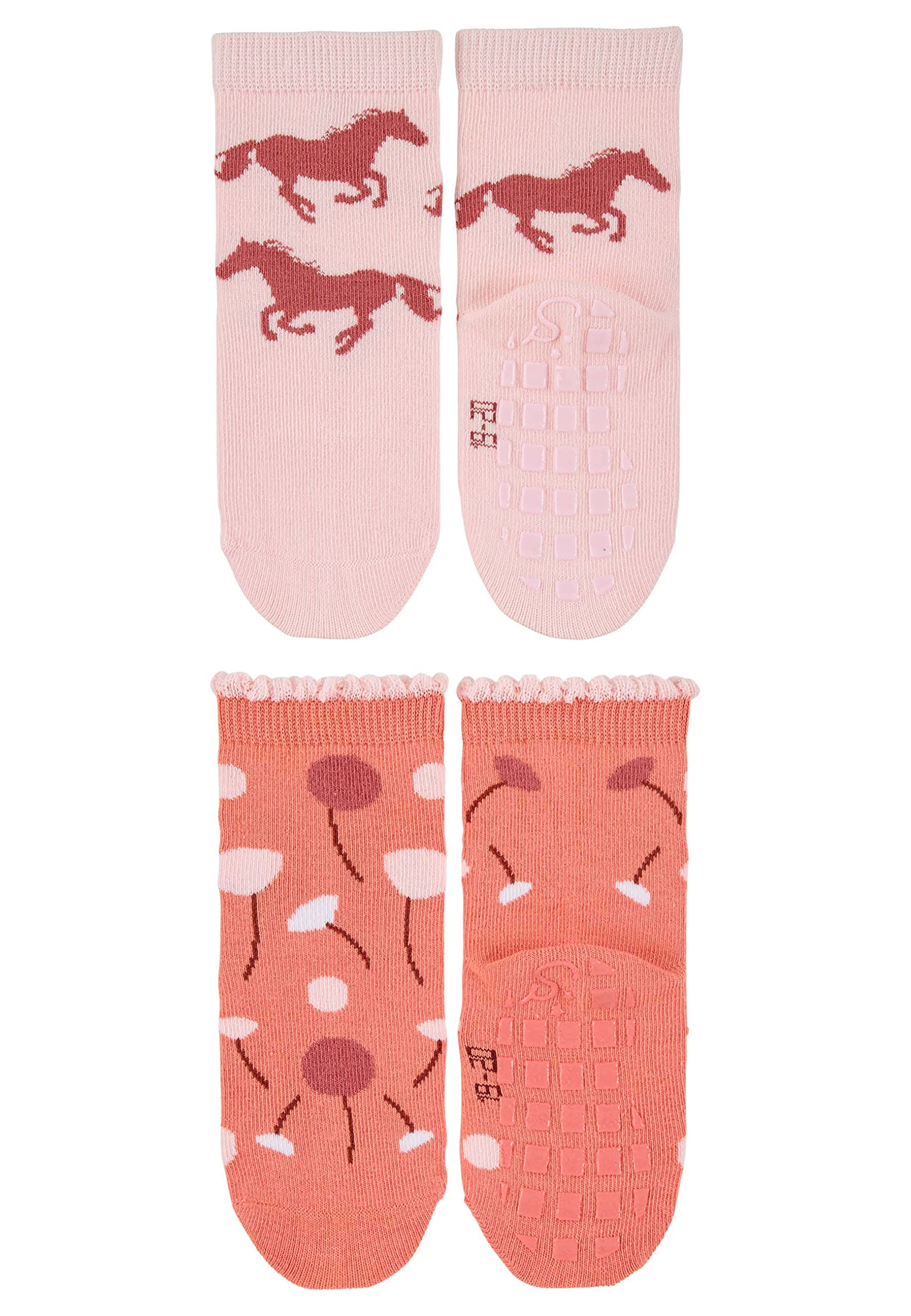 Sterntaler Baby Krabbelsocken Doppelpack – Pferd-Design, Mit ABS-Antirutschsohle, Größe 20, Rosa