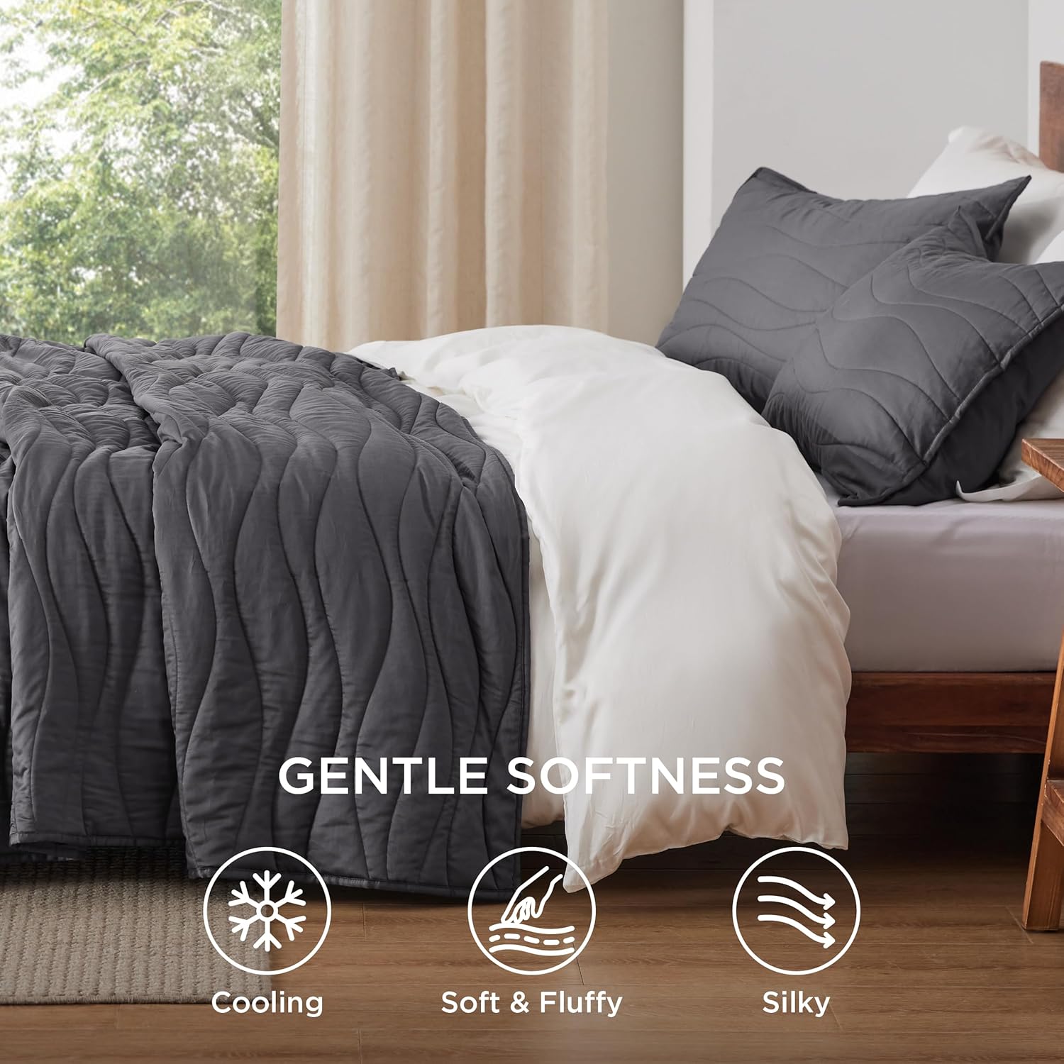 Bedsure Cooling Quilt - Cooling Comforter Queen Size, Moisture-Wicking and Silky Soft for Hot Sleepers and Night Sweats, Luxury Tencel Lyocell Cotton Bedspread, Lightweight & Breathable Summer Quilt