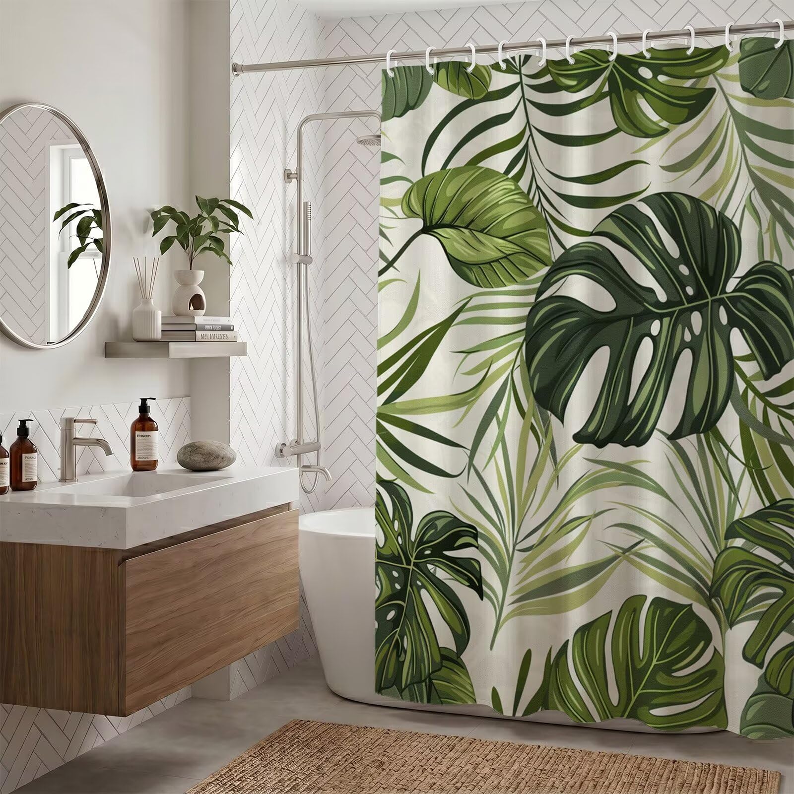 Rideau baignoire feuille 120x180 idéal pour créer un espace bien-être nature