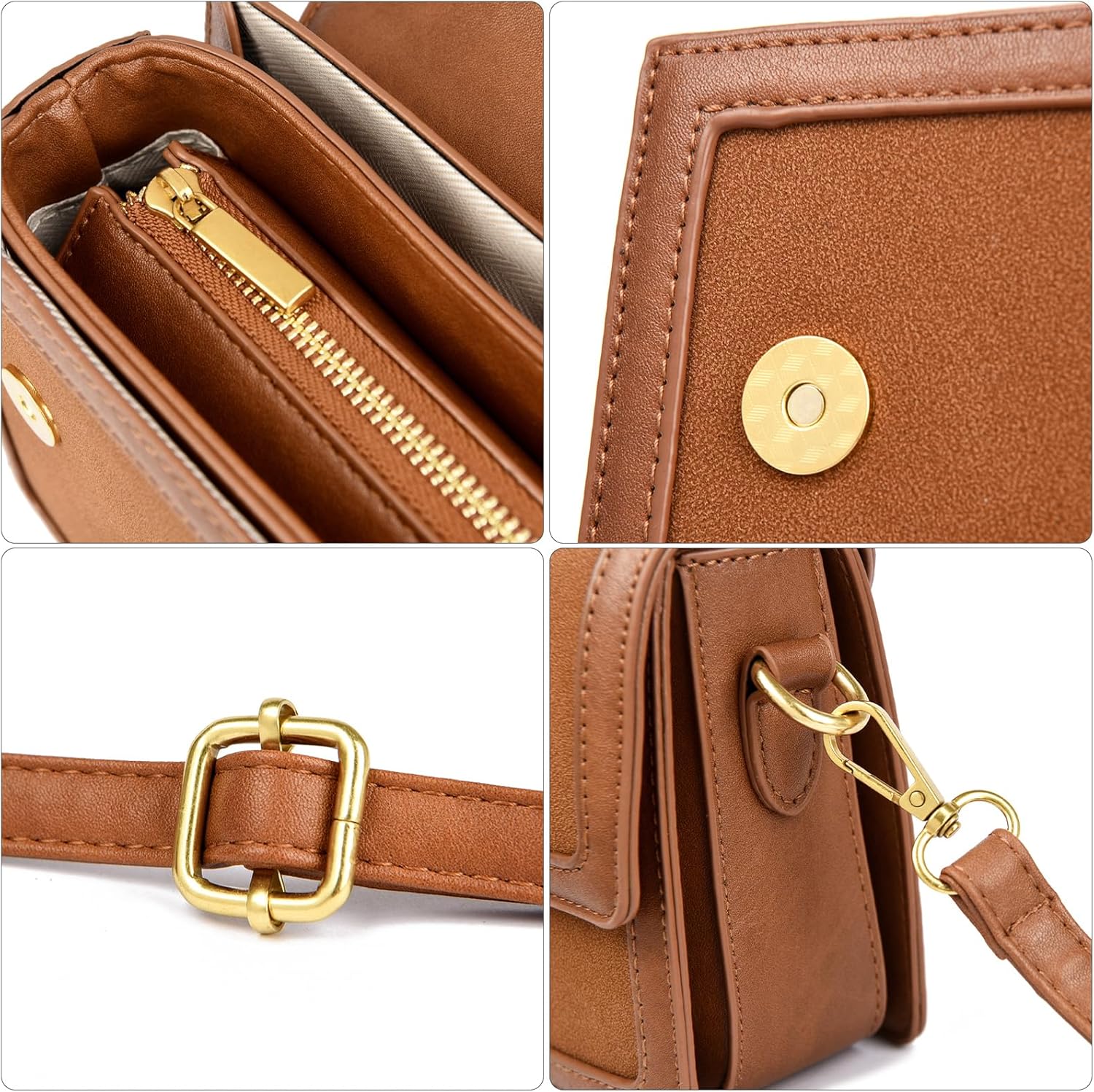 Micmores Mini Crossbody Bag - Faux Suede & Vegan Leather Small Square Purse for Women, Top Handle Shoulder Clutch