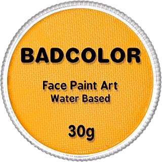 Yellow Face Body Paint(30gm), Water Activated Face Painting Kit for Kids & Adults, Professional Non-Toxic SFX Makeup Facepaint for Halloween Minions Emoji Lion Tiger Special Effects Cosplay & Costume