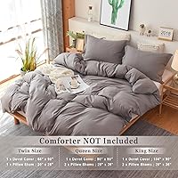 Vista 3 de Juego de funda de edredón de lujo de 2 piezas, incluye 1 funda de edredón y 1 funda de almohada a juego, ultrasuave y de fácil cuidado, cierre