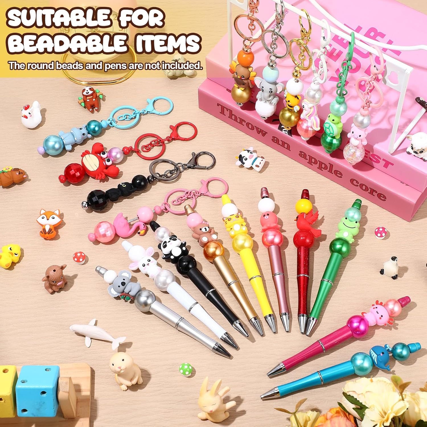 40 Pcs 3D Silicone Focal Beads Pens Beads Bulk for Beadable Keychain DIY Crafts Necklace Bracelet Phone Chain Charms Jewelry Making (Animal) - Image 5