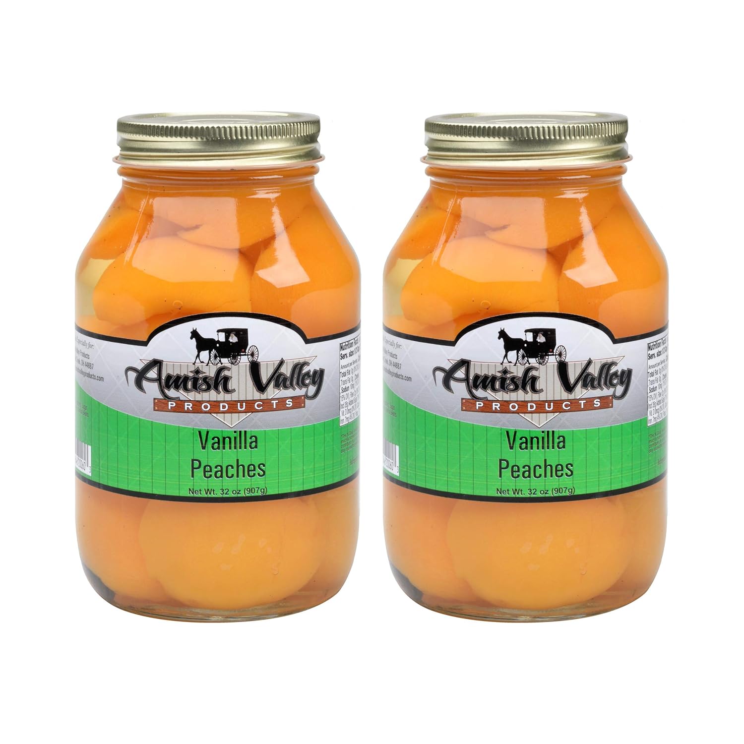 Amish Valley Products Old Fashioned VANILLA Peaches Halves Canned Jarred Peach in