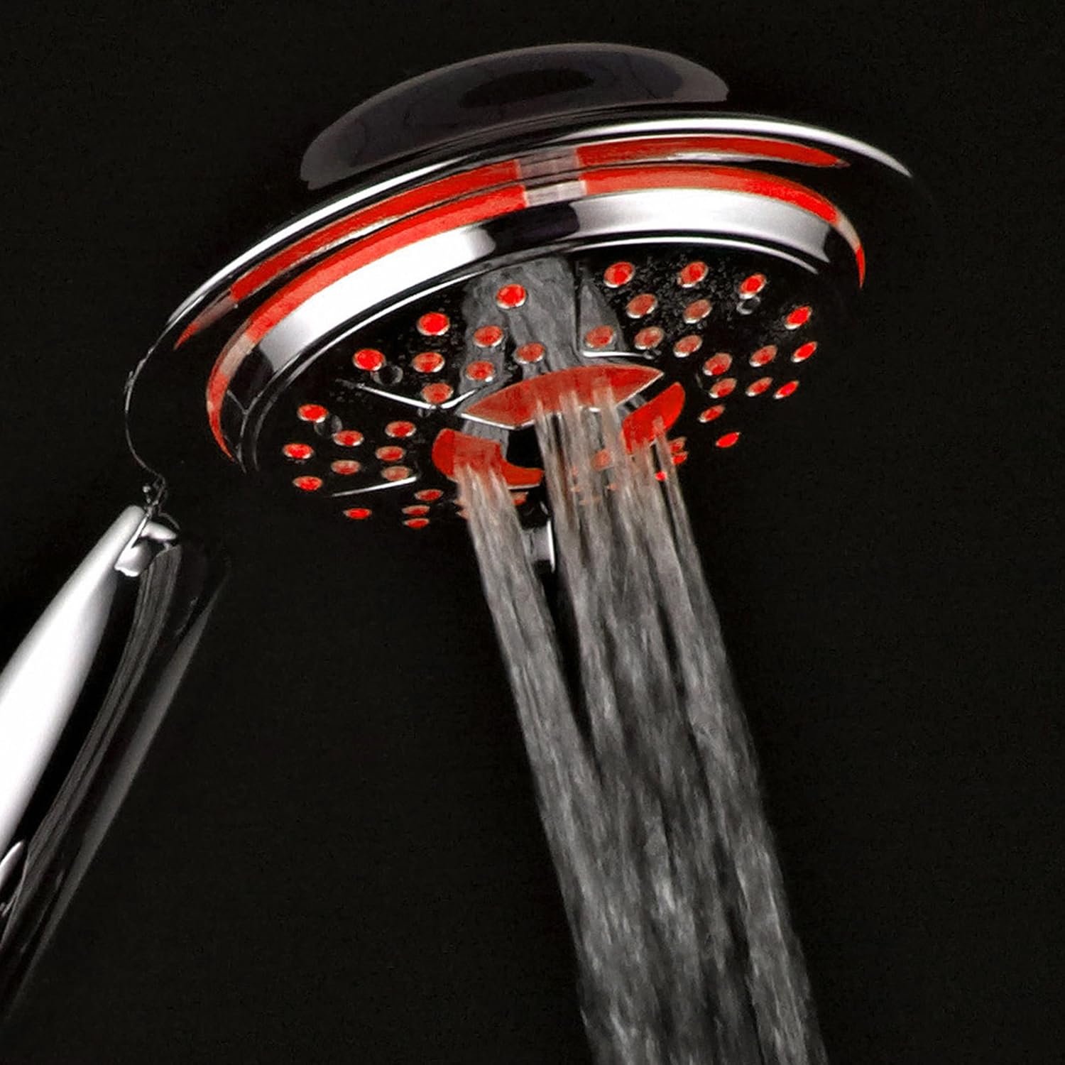 PowerSpa 4-Inch LED Handheld Shower Head with Air Jet LED Turbo Pressure-Boost Nozzle Technology (Premium Chrome)