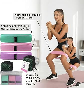 Resistance Bands Set,Fabric Resistance Bands,3PC Leg and Hip Resistance Band Suitable for Women/Men's Exercise Fabric Anti slip Fitness Equipment Set, Suitable for Deep Squat Trophy Band, Hip Thigh