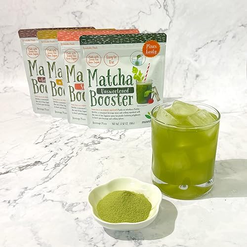 Miniatura 7 de MAEDA-EN Matcha Booster Genmai - Polvo de té verde de arroz asado de 2.82 oz de origen japonés, bolsa resellable para batidos con leche y hornear, 1