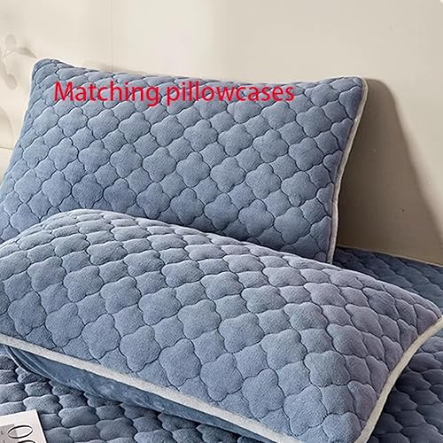 Miniatura 7 de Se adapta perfectamente a colchones, sábanas bajeras de franela de color sólido grueso para otoño e invierno, protector de colchón con estampado de