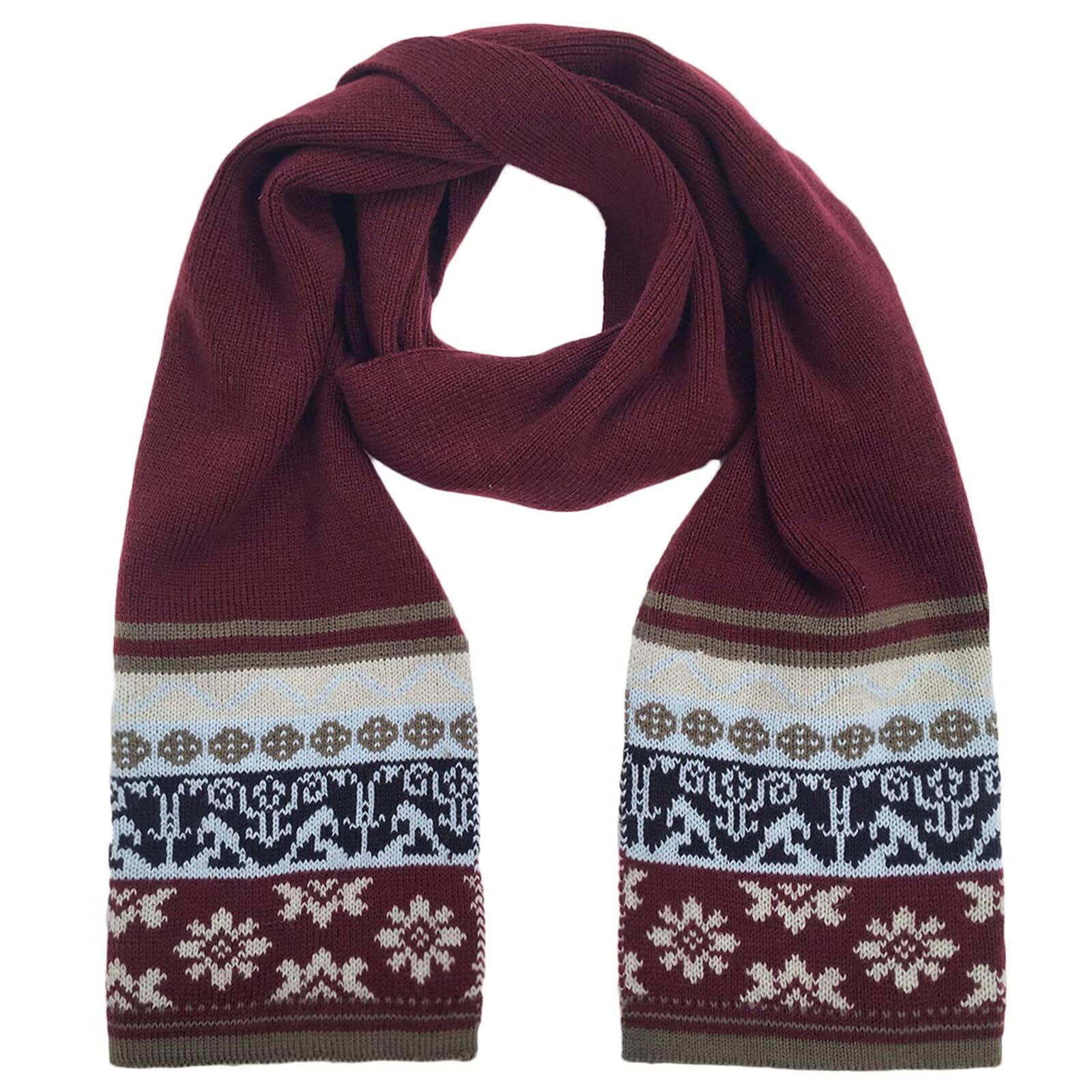 Glanzend Boys Red Kids Winter Scarf, Soft Knitted Long Scarves, Christmas Snowflake Windproof Thermal Scarf, Children Neck Warmer Neckerchief, Gifts For Girls