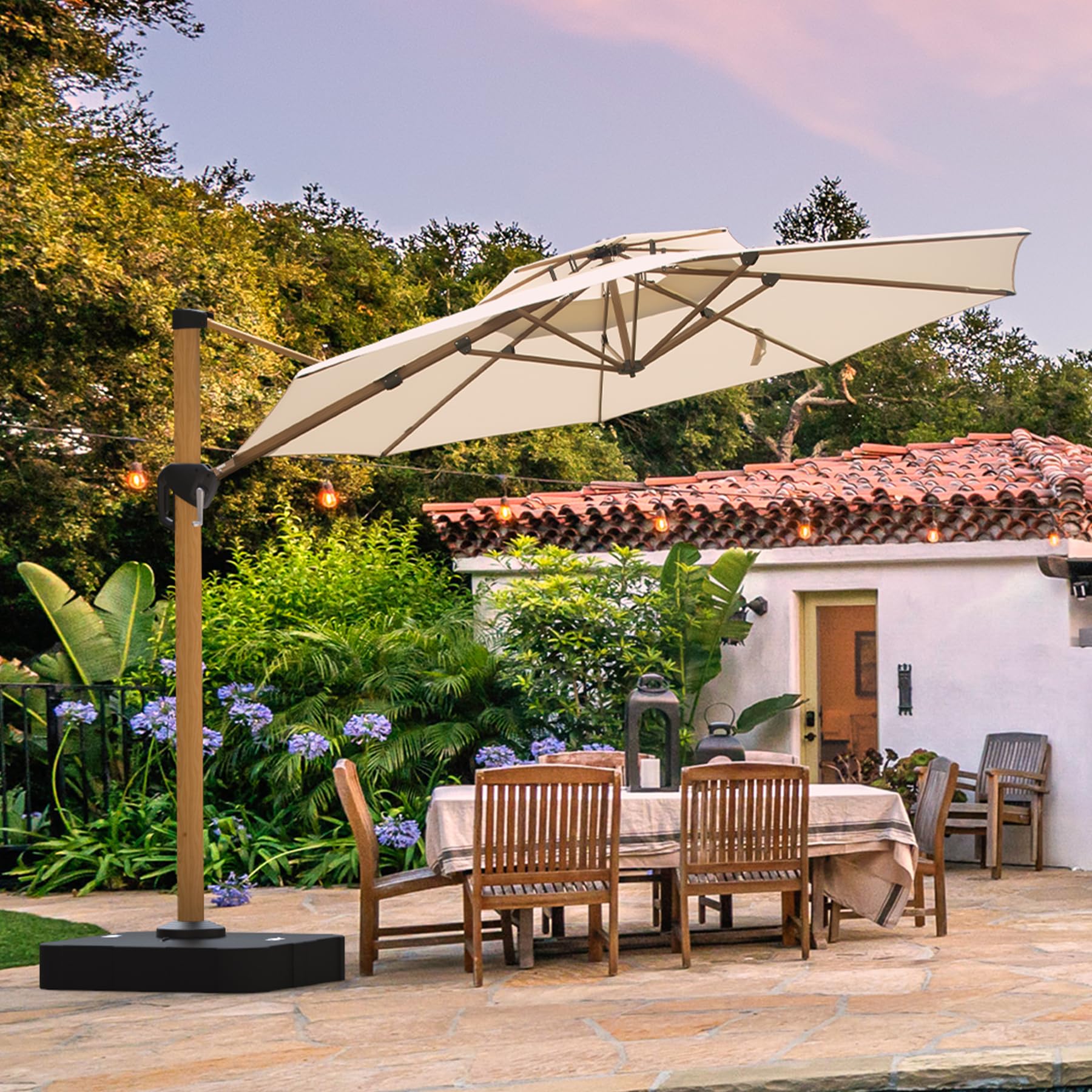 10 x 13 offset patio umbrella GRAND Patio 10x13 ft Patio Umbrella with Base, Acrylic Outdoor Cantilever Aluminum Umbrella, 5-Year-Non-Fading Rectangular Offset Umbrella with Cover
