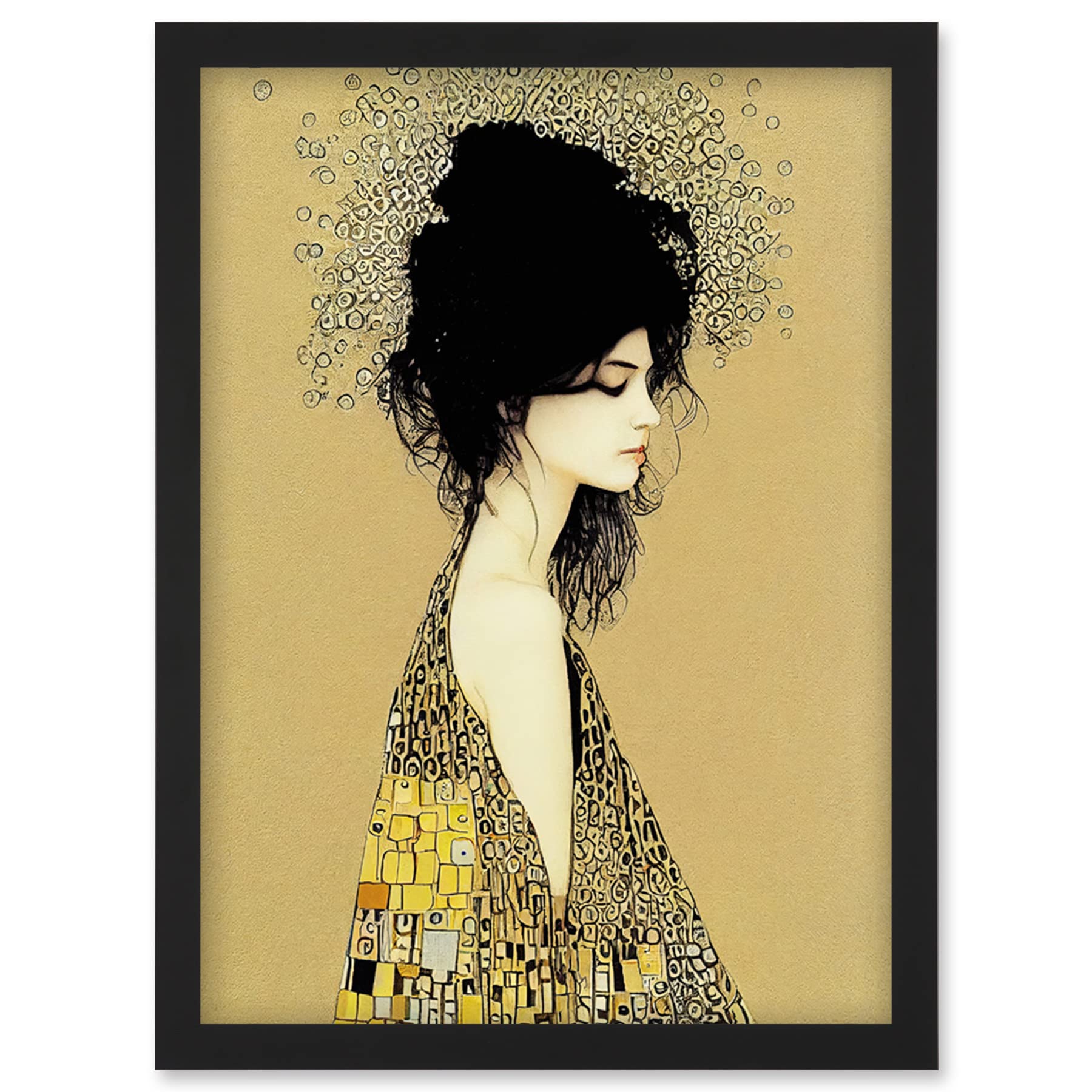 Artery8 Klimt Style Woman In Multi Coloured Shawl Painting Wall Art PrintA4 Size from B&Q