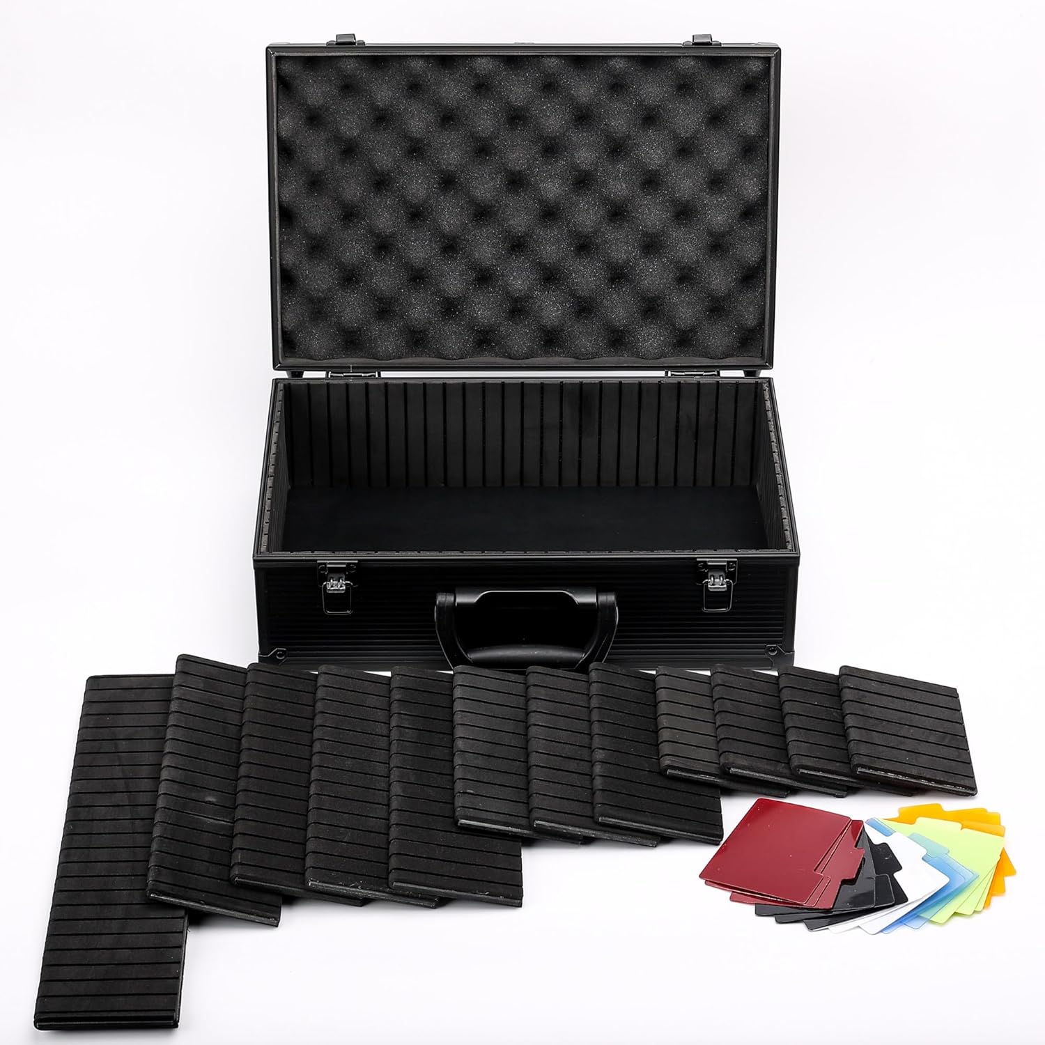 Black TC-A5B Tabletop Gaming Storage Case with Sliding Divider Walls for TCG, Deck Box, Card Games, MTG, Magic, FaB, YGO, FaB, Dominion, Board Games.