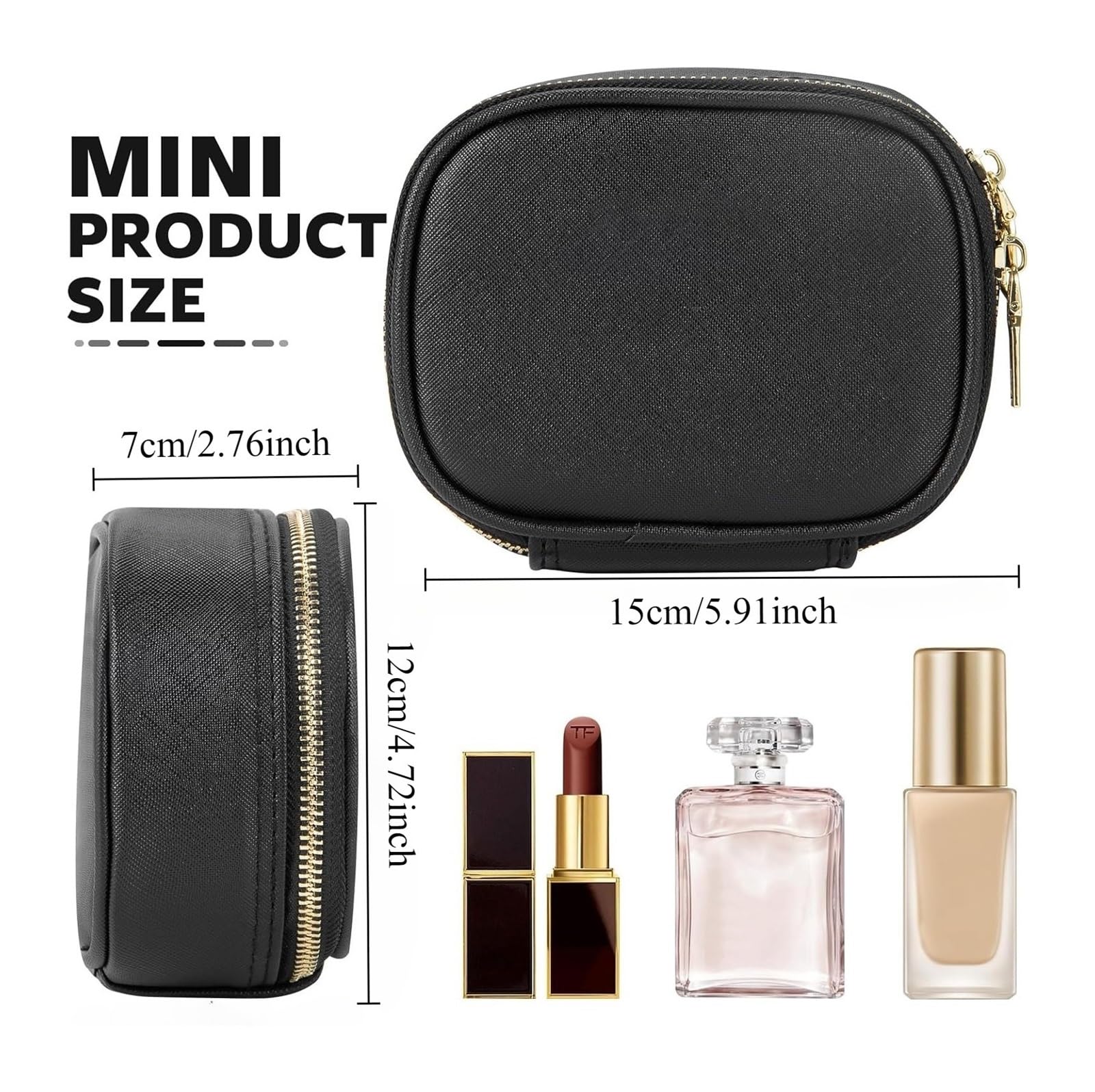 Bolsa Maquillaje Mini Neceser de Maquillaje con Espejo, pequeño Organizador de cosméticos de Viaje, 3 Luces de Brillo Ajustable, artículos de tocador de Tren portátil
