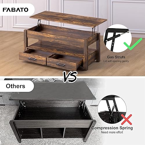 Miniatura 40 de FABATO Mesa auxiliar extragrande de 47.2 pulgadas, mesa de centro grande con cajones de almacenamiento, compartimento oculto, mesa central elevadora