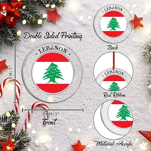 Vista 94 de Bandera nacional de Kuwait, decoración de árbol de Navidad de acrílico, adorno de recuerdo de la ciudad, adorno colgante para árbol de Navidad