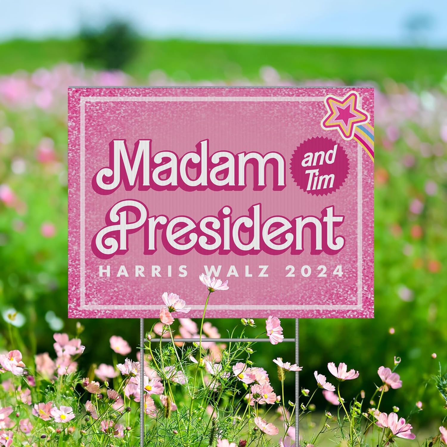 Kamala Harris and Tim Yard Sign with H Stake, Madame President Yard Sign Harris 2024 Yard Sign Election 2024 Yard Sign UV-Resistant Sign, Kamala Harris For President 2024 Election Sign
