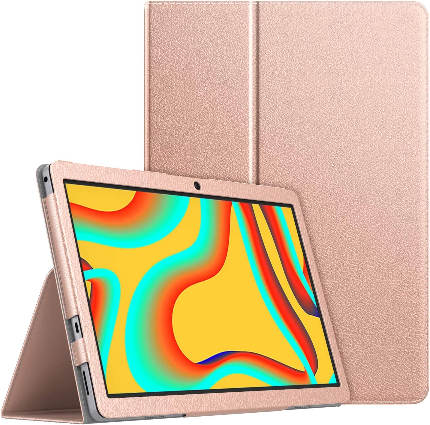 MoKo Case Compatible with Vankyo MatrixPad S30 10 Inch Tablet, Slim Light-Weight PU Leather Smart Tablet Shell Cover Foldable Stand Case Fit Vankyo MatrixPad S30 10-Inch Tablet ONLY - Rose Gold