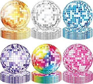 Disco Birthday Party Decorations 70s Colorful Disco Plates Supplies 70s Theme Supplies Bachelorette Paperplates Disco Ball Plates for 70's Birthday Decorations 80s 90s Dance Party