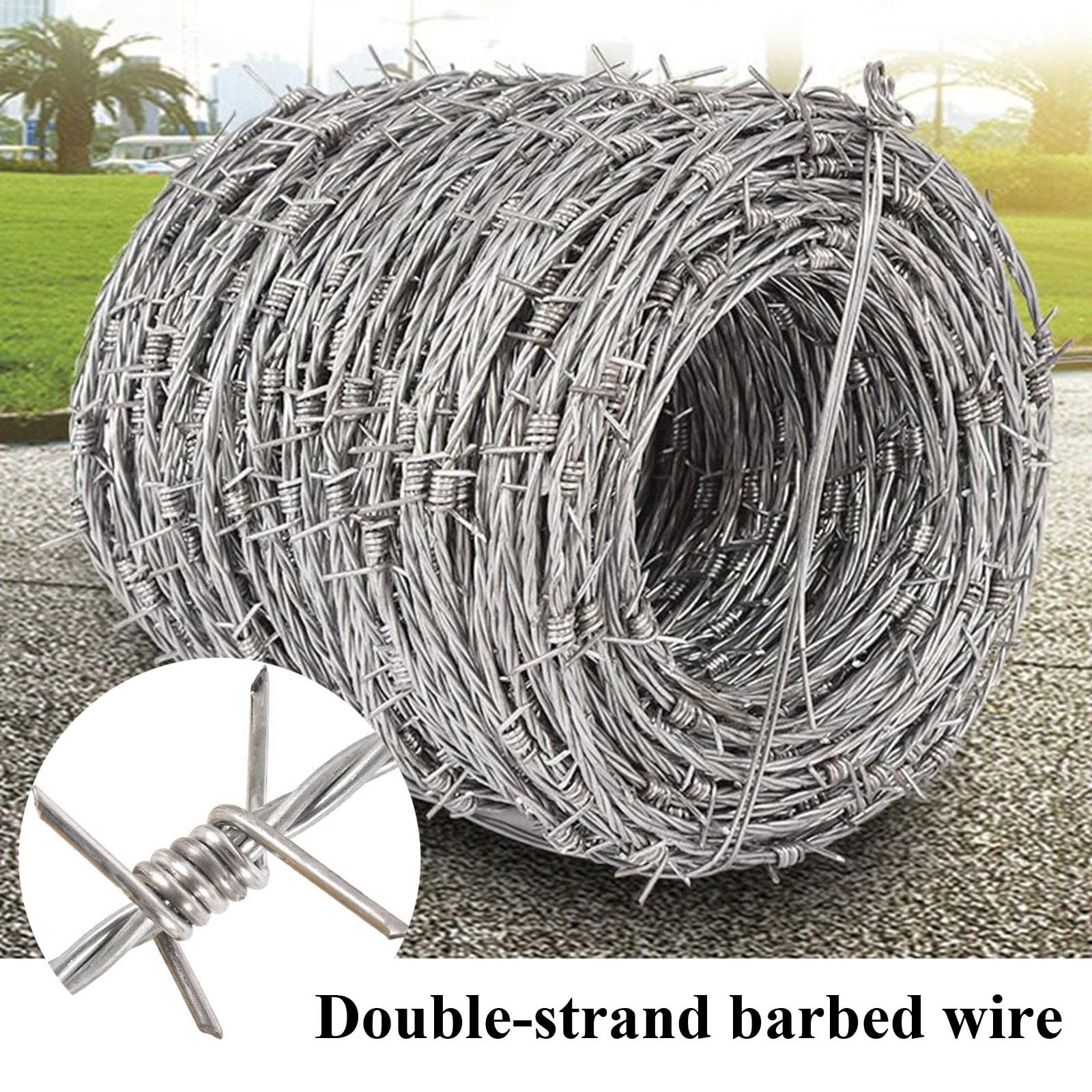 Alambre De Púas | Acero Galvanizado | Ideal Para Cercas De Seguridad, Ganado | Cercas Para Hogar Y Jardín(Thick 3.7mm,200m)
