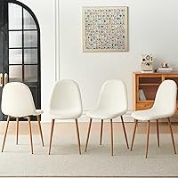 Vista 1 de Dining Kitchen Chairs Set of 4, Modern Upholstered Living Room Chairs White Comfortable Teddy Fabric Bedroom Chairs, Space Saving Dining Side Chairs