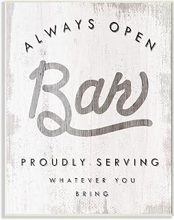 Stupell Industries Always Open BYOB Bar Sign Funny Drinking Phrase
